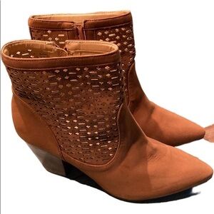 Firth brown suede perforated ankle bootie size 8